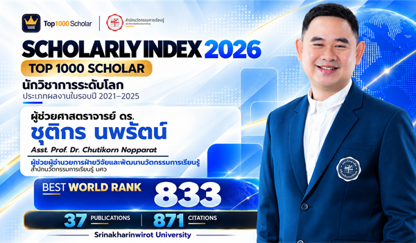 ขอแสดงความยินดีกับ ผศ.ดร.ชุติกร นพรัตน์ ในโอกาสได้รับการจัดอันดับ นักวิชาการระดับโลก Top 1000...